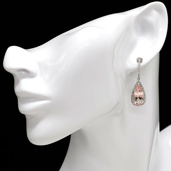 K18WG モルガナイト ダイヤモンド ピアス 8.15ct D1.12ct