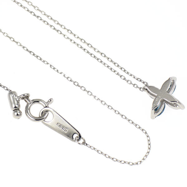 K18WG トリートブルー/カラーレス ダイヤモンド ペンダントネックレス 0.35ct