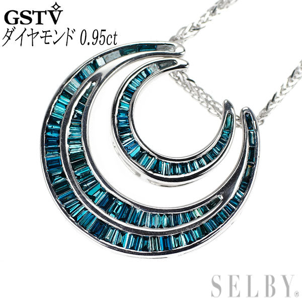 GSTV K18WG トリートブルー ダイヤモンド ペンダントネックレス 0.95ct ダブル馬蹄 3WAY