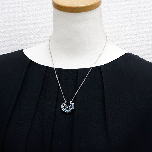GSTV K18WG トリートブルー ダイヤモンド ペンダントネックレス 0.95ct ダブル馬蹄 3WAY
