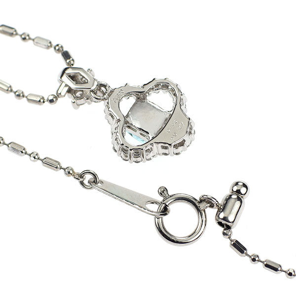 希少 Pt900/Pt850 モザンビーク産 パライバトルマリン ダイヤモンド ペンダントネックレス 0.43ct D0.27ct フラワー