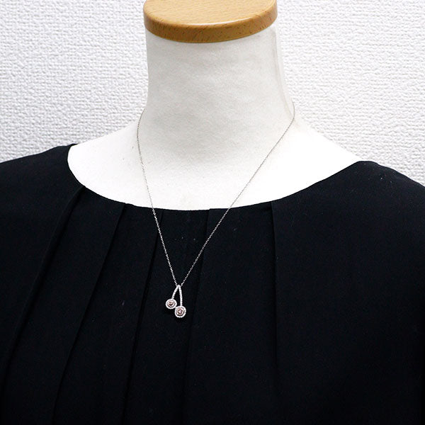 希少 Pt900/K18PG/ Pt850 天然ピンク ダイヤモンド ペンダントネックレス 0.124ct FOP VS2 D0.39ct