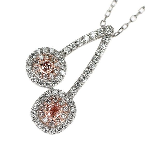 希少 Pt900/K18PG/ Pt850 天然ピンク ダイヤモンド ペンダントネックレス 0.124ct FOP VS2 D0.39ct