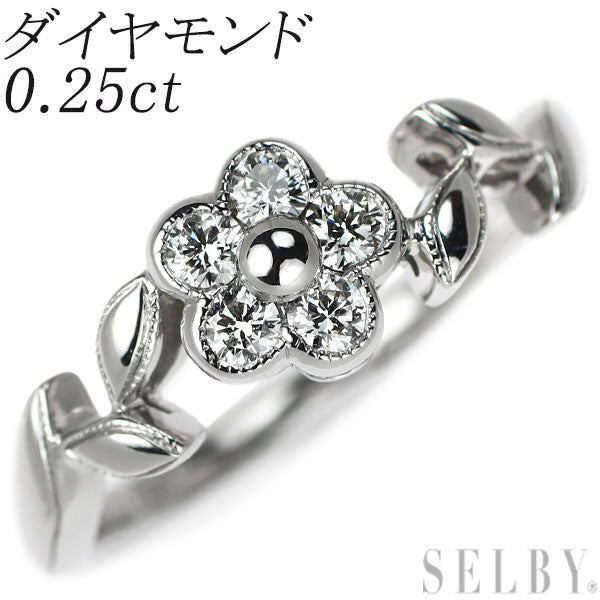 K18WG ダイヤモンド リング 0.25ct フラワー