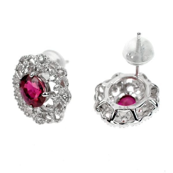 Pt950/Pt900 ルビー ダイヤモンド ピアス 1.51ct D0.10ct