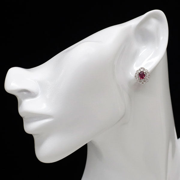 Pt950/Pt900 ルビー ダイヤモンド ピアス 1.51ct D0.10ct
