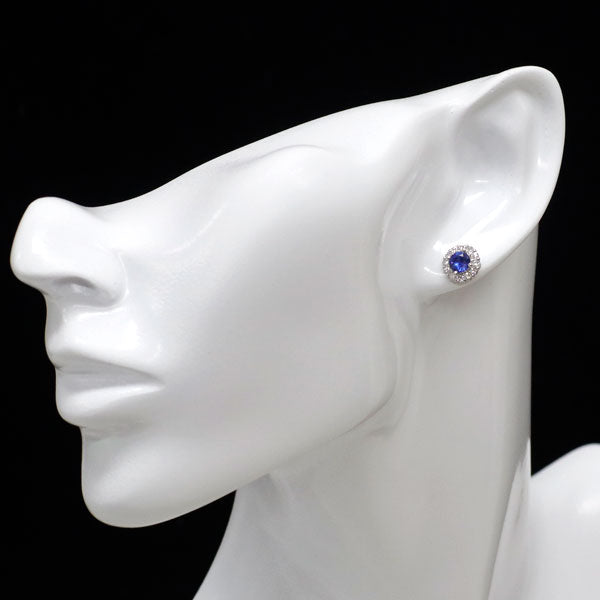 Pt950/Pt900 サファイア ダイヤモンド ピアス 0.89ct D0.526ct