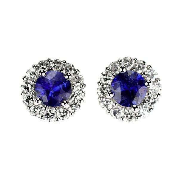 Pt950/Pt900 サファイア ダイヤモンド ピアス 0.89ct D0.526ct