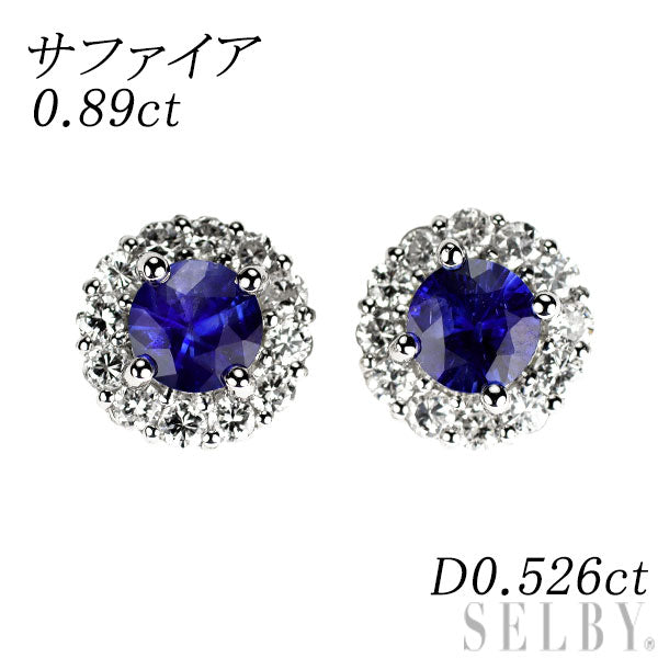 Pt950/Pt900 サファイア ダイヤモンド ピアス 0.89ct D0.526ct