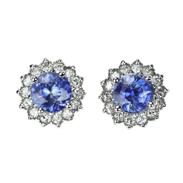 Pt950/ Pt900 サファイア ダイヤモンド ピアス 1.63ct D0.41ct