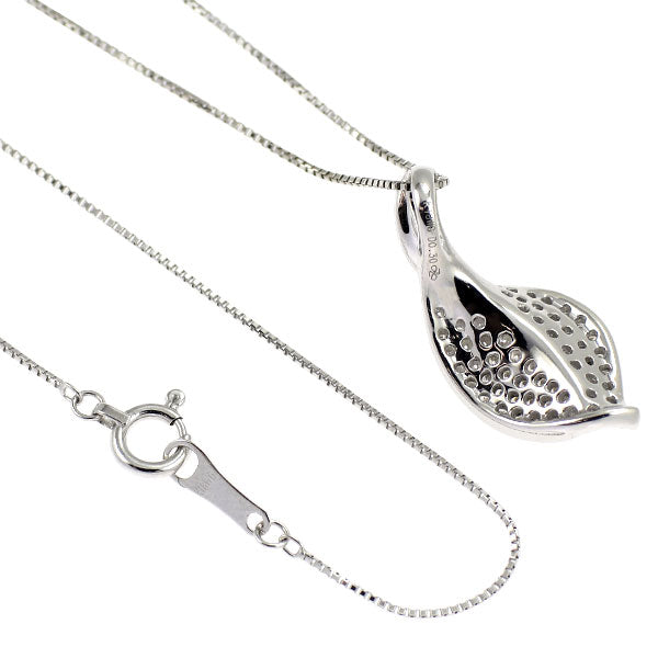 K18WG ダイヤモンド ペンダントネックレス 0.30ct 植物