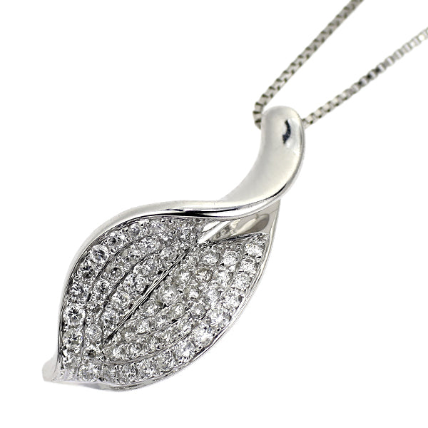 K18WG ダイヤモンド ペンダントネックレス 0.30ct 植物