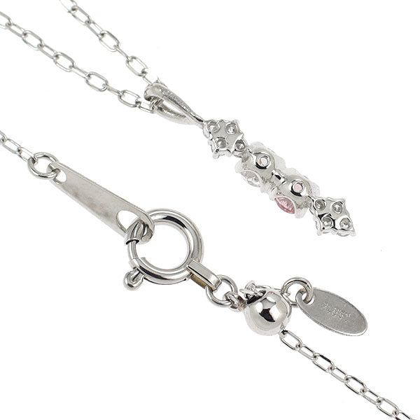 Pt900/ Pt850 天然ピンク/カラーレス ダイヤモンド ペンダントネックレス 0.126ct FIPP/VLP SI2 D0.04ct