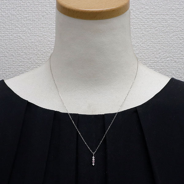 Pt900/ Pt850 天然ピンク/カラーレス ダイヤモンド ペンダントネックレス 0.126ct FIPP/VLP SI2 D0.04ct