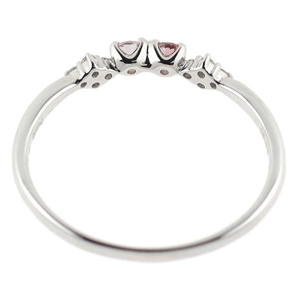 Pt900 天然ピンク/カラーレス ダイヤモンド リング 0.126ct FVPP/LPP SI1/SI2 D0.04ct