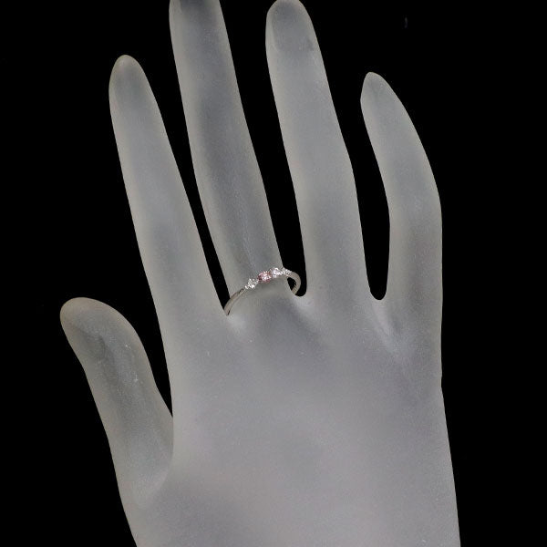 Pt900 天然ピンク/カラーレス ダイヤモンド リング 0.126ct FVPP/LPP SI1/SI2 D0.04ct