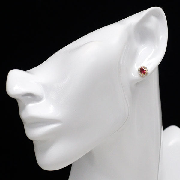 K18YG ルビー ダイヤモンド ピアス 1.075ct D0.20ct