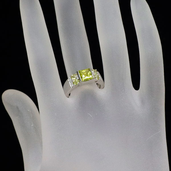 Pt900 カナリートルマリン ダイヤモンド リング 1.68ct D0.07ct  