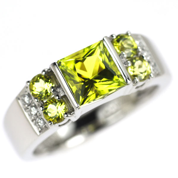 Pt900 カナリートルマリン ダイヤモンド リング 1.68ct D0.07ct