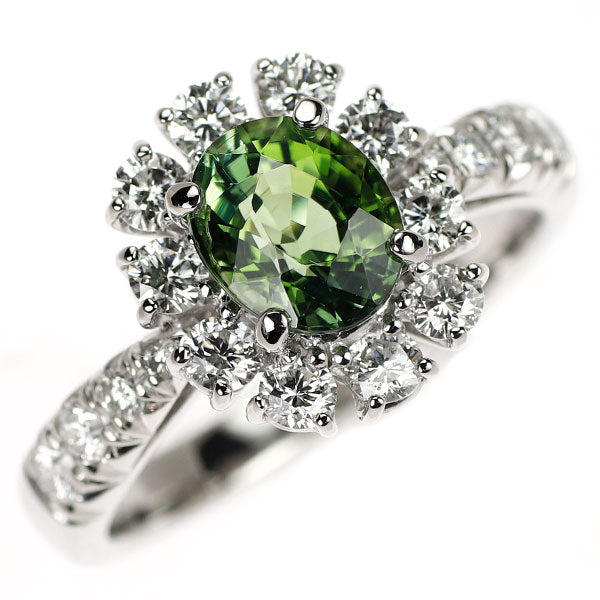 梶光夫 Pt900 グリーントルマリン ダイヤモンド リング 1.47ct D0.87ct