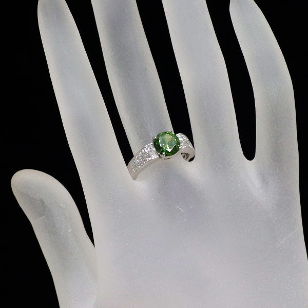 希少 Pt950 デマントイドガーネット ダイヤモンド リング 1.743ct D0.88ct