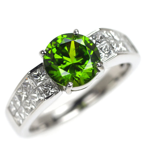 希少 Pt950 デマントイドガーネット ダイヤモンド リング 1.743ct D0.88ct