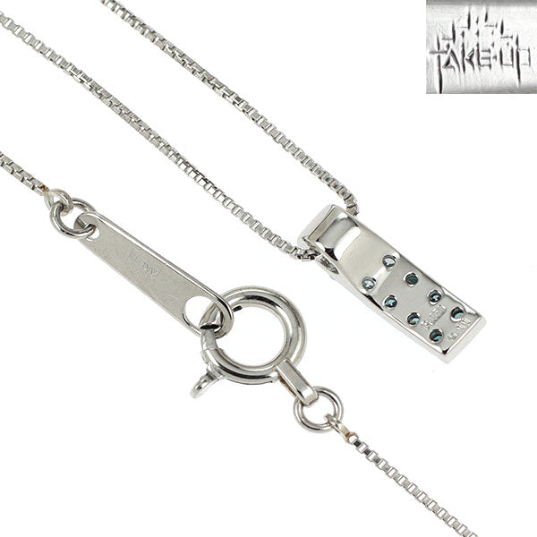 テイクアップ Pt950/ Pt850 トリートブルー/カラーレス ダイヤモンド ペンダントネックレス 0.11ct
