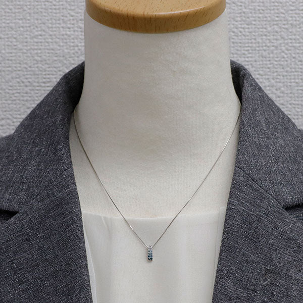 テイクアップ Pt950/ Pt850 トリートブルー/カラーレス ダイヤモンド ペンダントネックレス 0.11ct