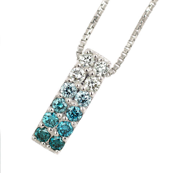 テイクアップ Pt950/ Pt850 トリートブルー/カラーレス ダイヤモンド ペンダントネックレス 0.11ct