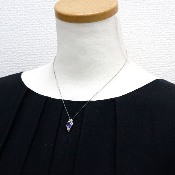 Pt タンザナイト ダイヤモンド ペンダントネックレス 1.36ct D0.09ct