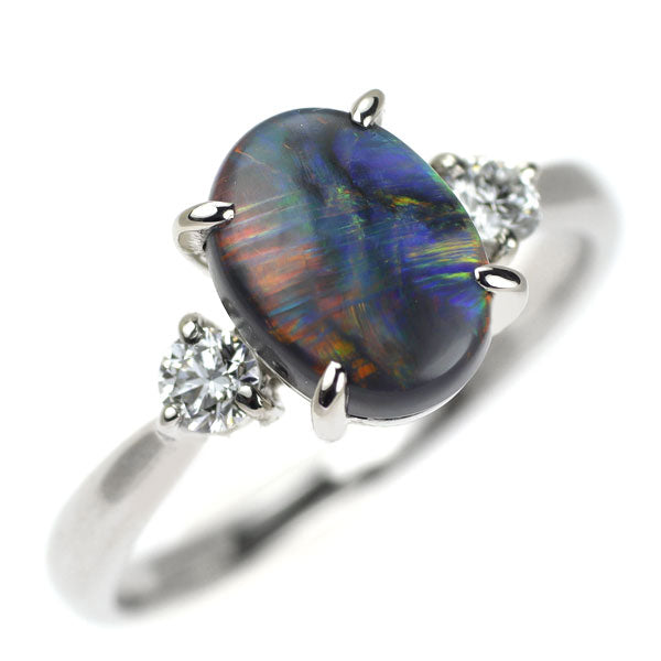 Pt900 ブラック オパール ダイヤモンド リング 1.51ct D0.20ct