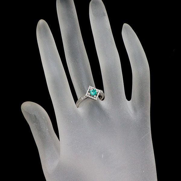 Pt900 エメラルド ダイヤモンド リング 0.22ct D0.125ct