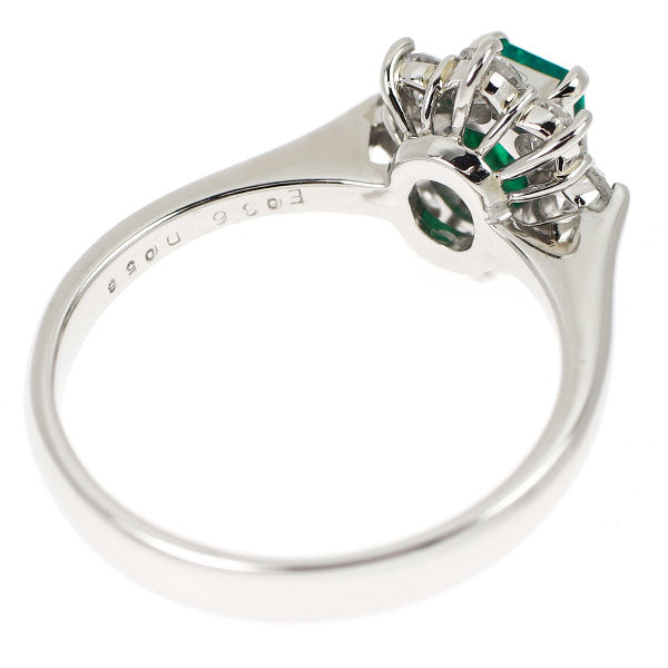 Pt900 エメラルド ダイヤモンド リング 0.36ct D0.58ct