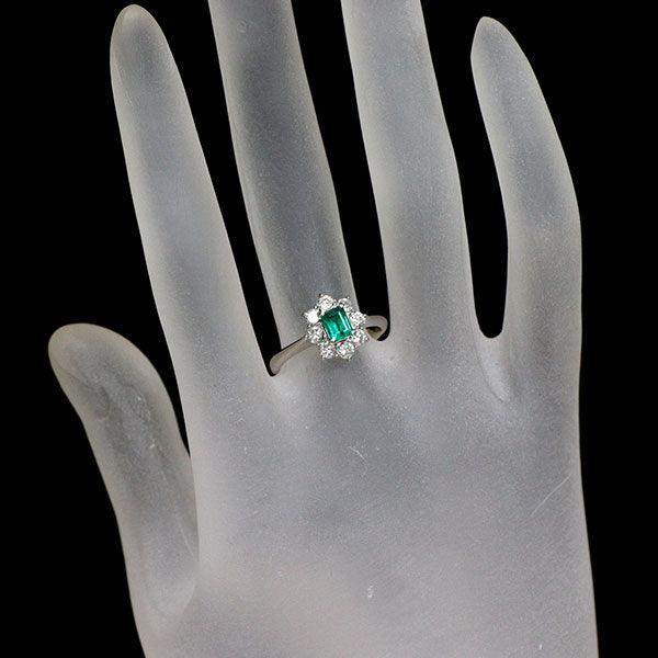 Pt900 エメラルド ダイヤモンド リング 0.36ct D0.58ct