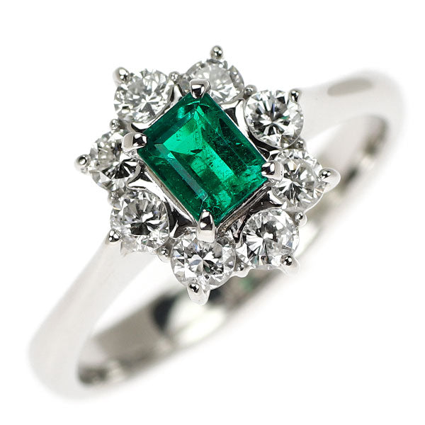 Pt900 エメラルド ダイヤモンド リング 0.36ct D0.58ct