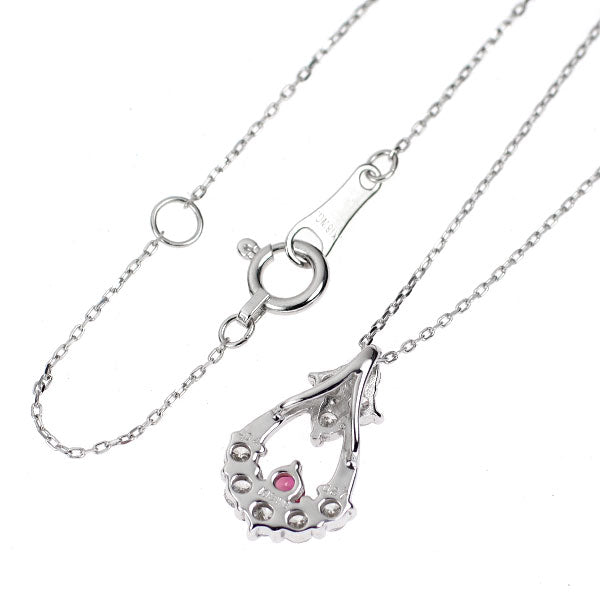 K18WG ルビー ダイヤモンド ペンダントネックレス 0.04ct D0.27ct