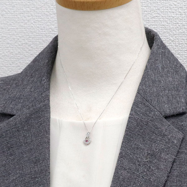 K18WG ルビー ダイヤモンド ペンダントネックレス 0.04ct D0.27ct