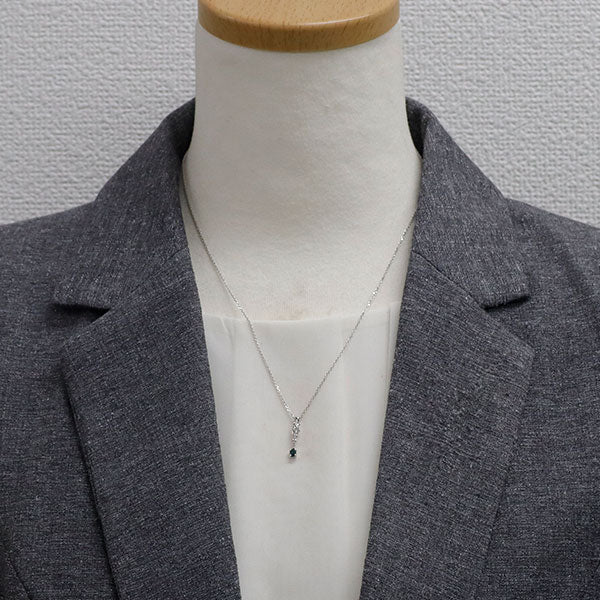 希少 K18WG アレキサンドライト ダイヤモンド ペンダントネックレス 0.143ct D0.15ct