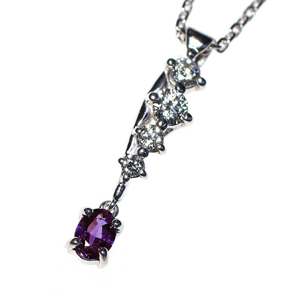 希少 K18WG アレキサンドライト ダイヤモンド ペンダントネックレス 0.143ct D0.15ct