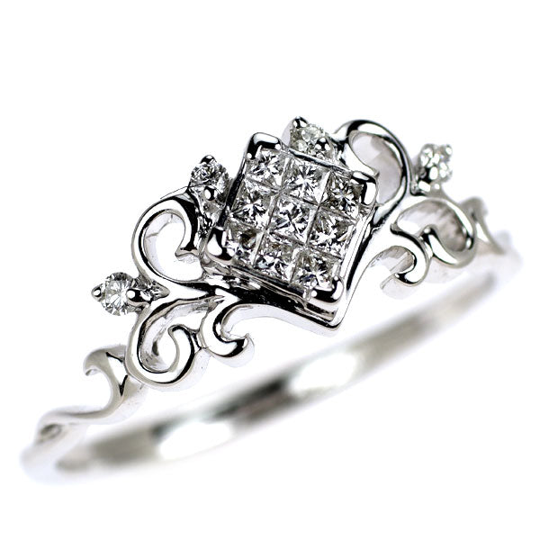 K18WG ダイヤモンド リング 0.20ct ミステリーセッティング