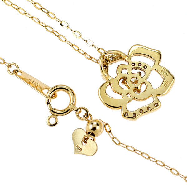 K18YG ダイヤモンド ペンダントネックレス 0.15ct フラワー