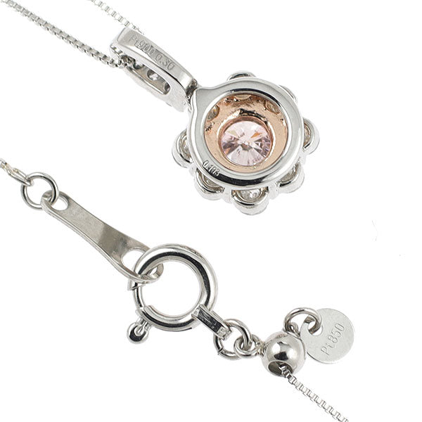 希少 Pt900/ Pt850 天然ピンク/ カラーレス ダイヤモンド ペンダントネックレス 0.193ct FLPP I1 D0.30ct フラワー