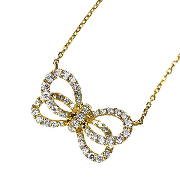 ポンテヴェキオ K18YG ダイヤモンド ペンダントネックレス 0.47ct リボン