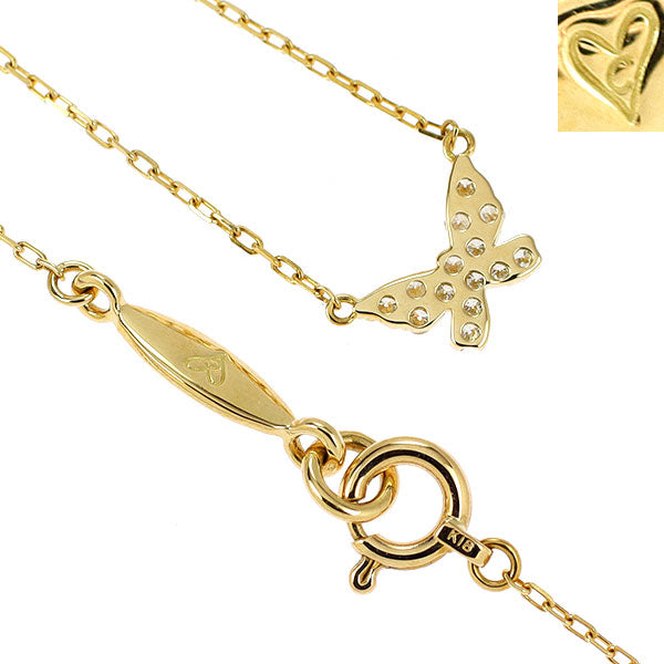 アーカー/ahkah K18YG ダイヤモンド ペンダントネックレス 0.06ct 蝶