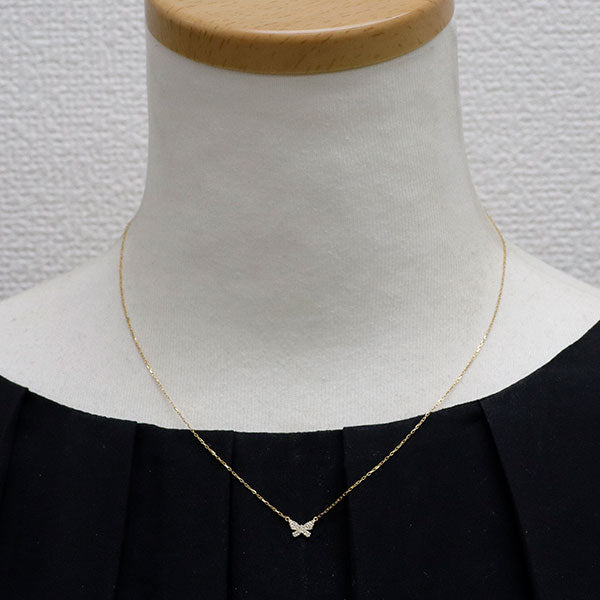 【AHKAH アーカー】バタフライ　ネックレス　K18 ダイヤモンド アーカー/ahkah K18YG ダイヤモンド ペンダントネックレス 0.06ct 蝶