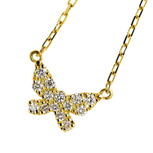 アーカー/ahkah K18YG ダイヤモンド ペンダントネックレス 0.06ct 蝶 バタフライ