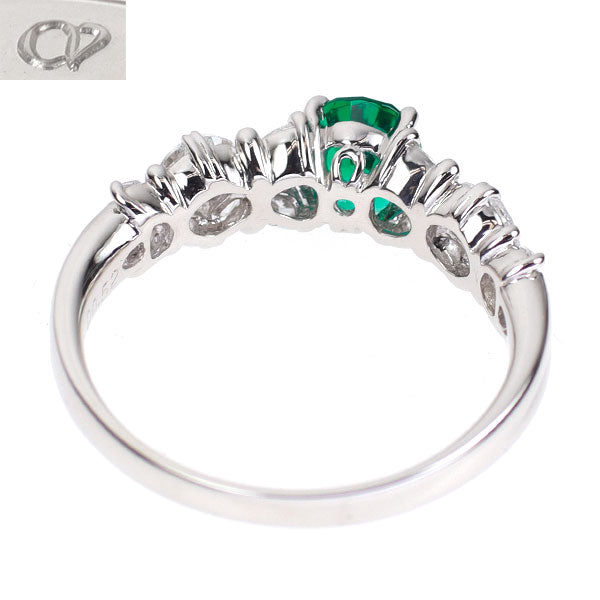 クレサンベール Pt950 再結晶エメラルド ダイヤモンド リング 0.73ct D0.52ct