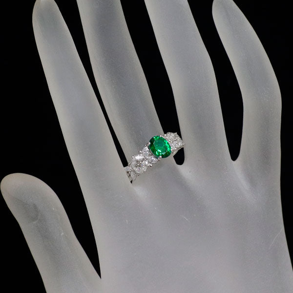 クレサンベール Pt950 再結晶エメラルド ダイヤモンド リング 0.73ct D0.52ct