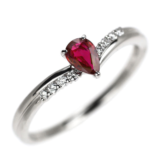 Pt900 ルビー ダイヤモンド リング 0.340ct D0.08ct
