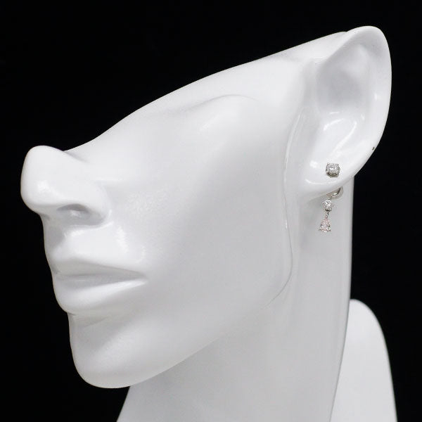 希少 Pt900 ペアシェイプ 天然ピンク/カラーレス ダイヤモンド ジャケットピアス 0.359ct LP/LPP VS1/SI2 D0.14ct 2way